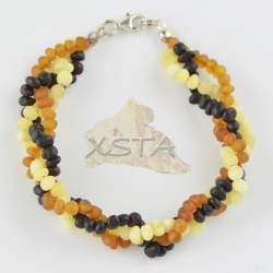 Raw amber beads bracelet with silver